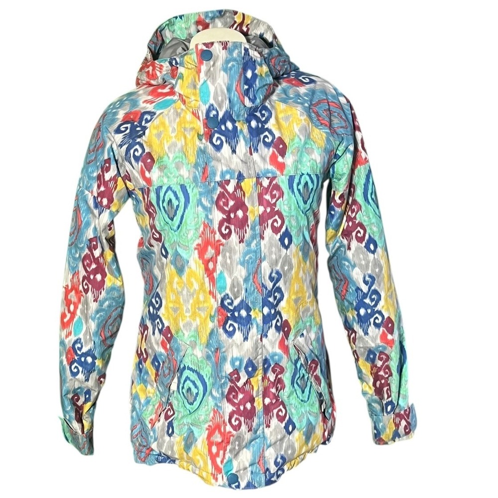 Burton Dryride Snowboard Jacket Womens XS Multicolor Ikat Print Hooded Ski Coat